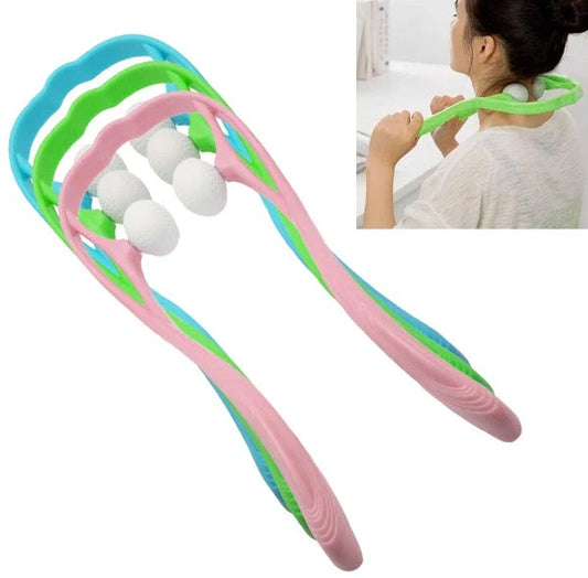 Pressure Point Therapy Neck Massager in pink, blue, and green for neck and shoulder relief