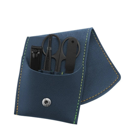 A 16-piece premium manicure and pedicure set with stainless steel tools and a stylish leather case