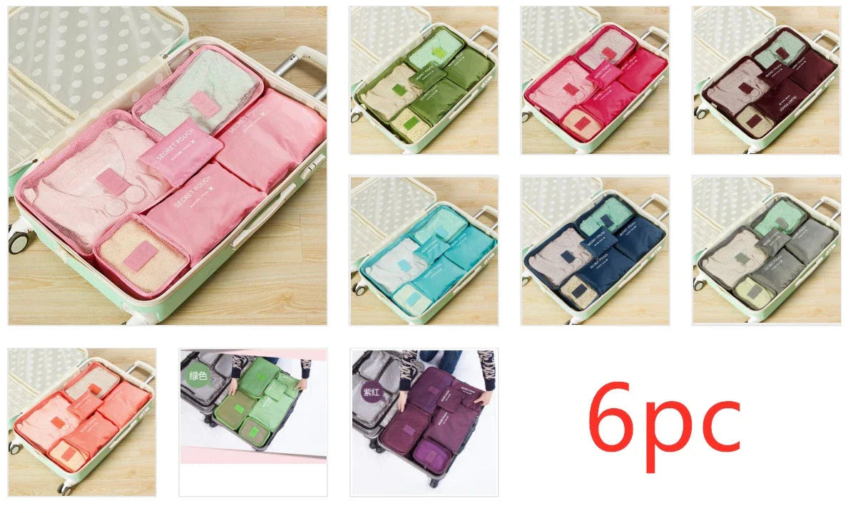 Premium waterproof nylon travel organizer set with mesh panels for easy visibility and organization
