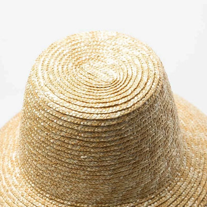 Vintage High Top Big Brim Straw Hat in yellow, perfect for sun protection