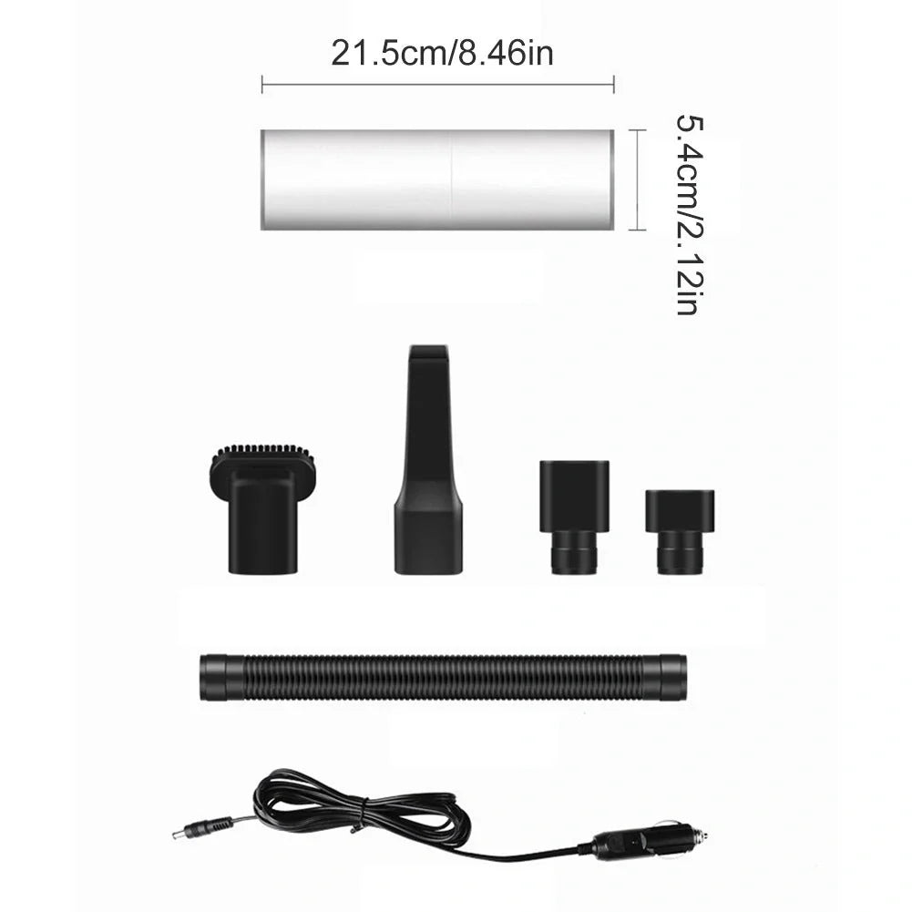 Compact 120W portable handheld vacuum cleaner for cars with multiple attachments