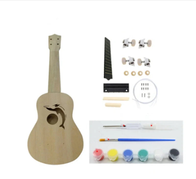 Hand-painted cherry blossom ukulele for beginners with durable basswood construction