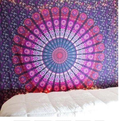Printed mandala design wall hanging tapestry in various colours and sizes