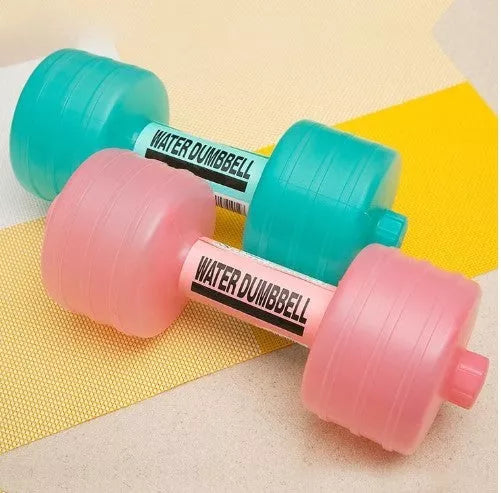 Water-filled fitness dumbbells for women in pink and green, adjustable weight