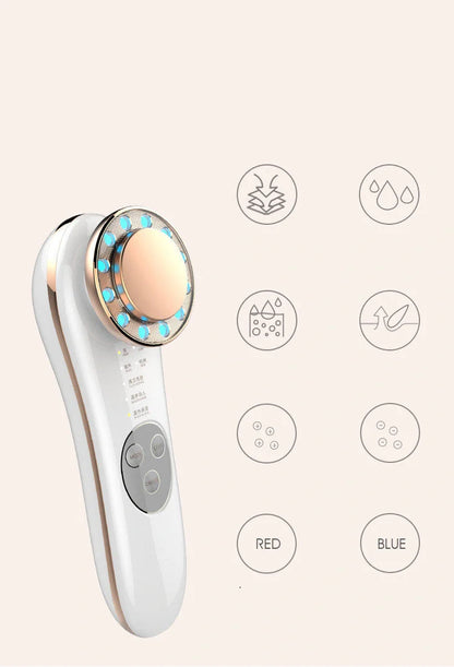 7-in-1 Facial Massager with ion charge and light therapy for deep skin cleansing and anti-aging