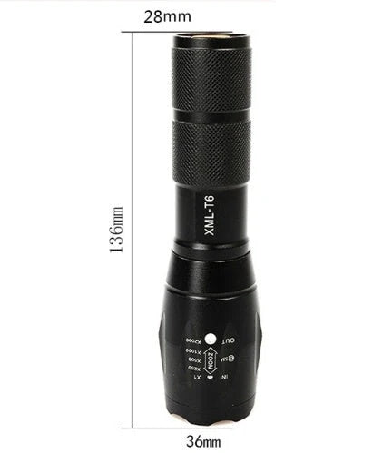 Zoomable LED Torch with adjustable focus for outdoor and professional use