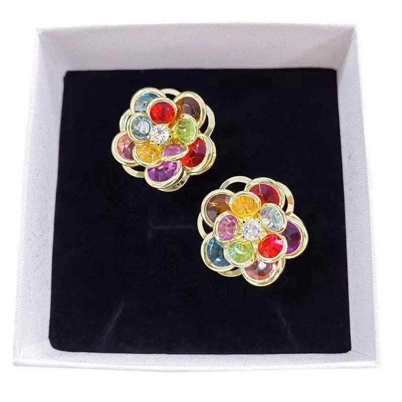 Small flower stud earrings for women in colour, black, and white options - sweet and trendy design