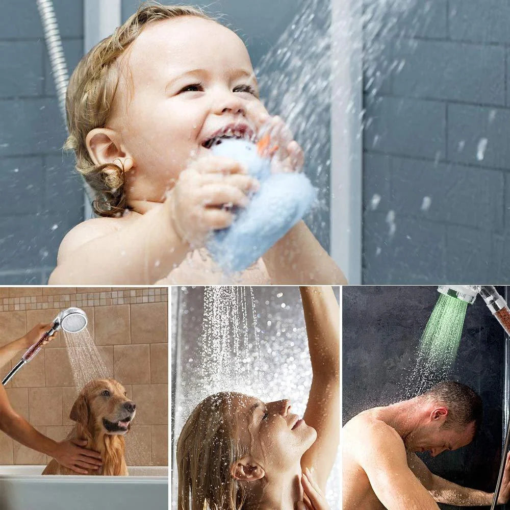 Color Changing LED Shower Head with temperature display and high-pressure flow