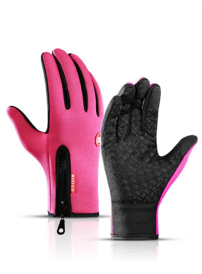 Warm, touchscreen-friendly motorcycle riding gloves made with cozy polar fleece lining for superior insulation and grip