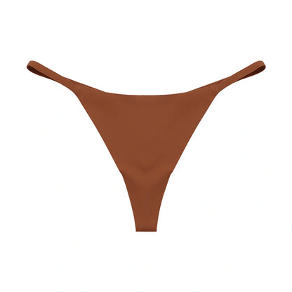 Low waist ice silk seamless T-back female underwear set in multiple colours