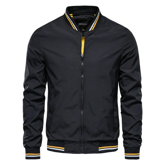 Men's stylish striped zip-up jacket with pockets in various colours