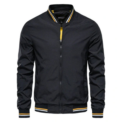 Men's stylish striped zip-up jacket with pockets in various colours