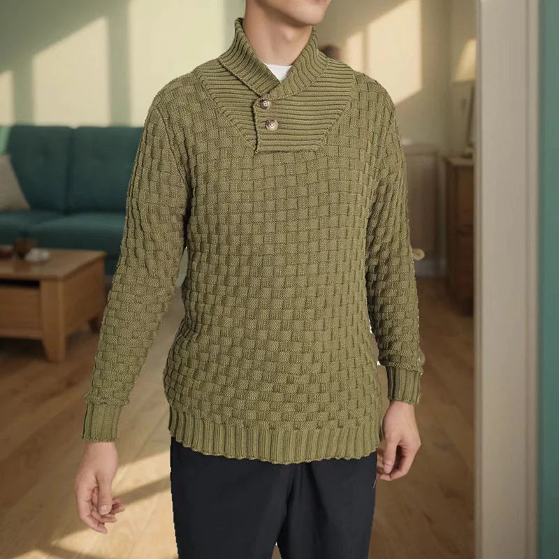 Men's slim button turtleneck sweater in various colours for stylish winter wear