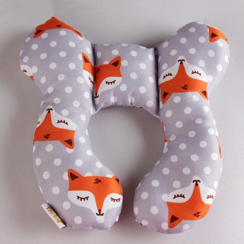U-shaped baby head support pillow in pure cotton for car safety seats