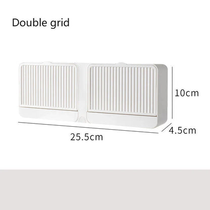 Stylish bathroom soap dispenser with wall-mounted storage box and drainage design
