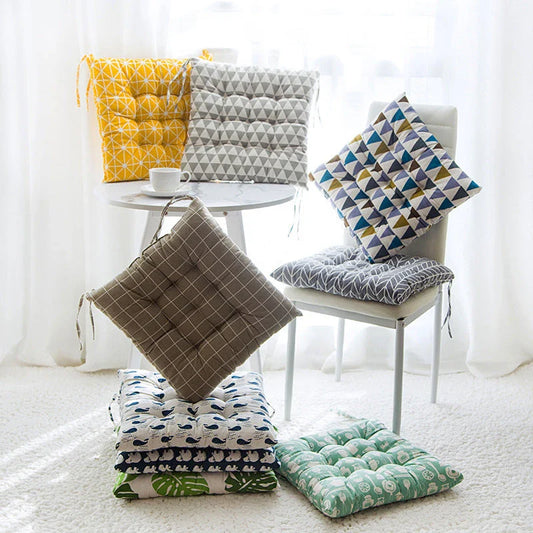 Premium linen and cotton chair cushion in various patterns and designs, offering luxurious comfort and support for your seating needs.