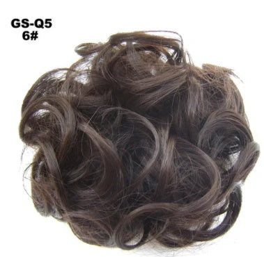 Synthetic wavy curly messy hair bun for women, 12cm diameter, high temperature wire