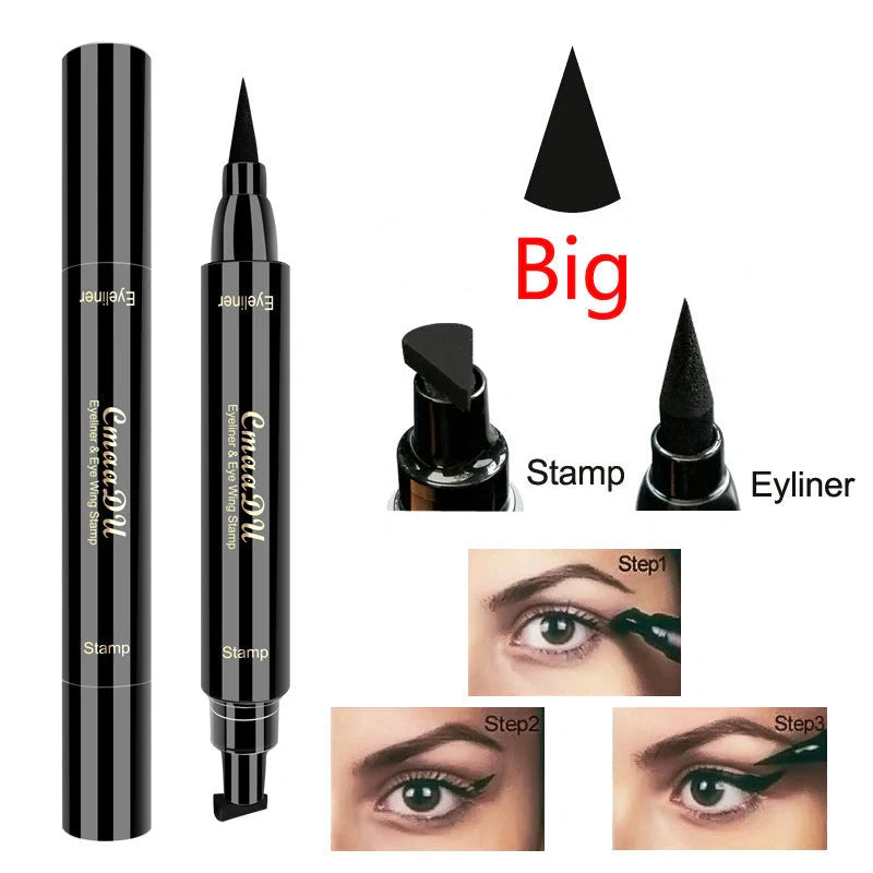 Double-headed wing seal eyeliner with carbon black formula for smudge-proof application
