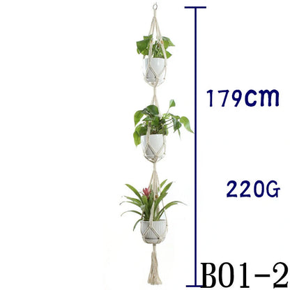Stylish hanging cotton rope plant holder for indoor and outdoor decoration
