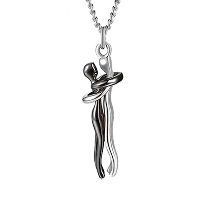 Stylish brass hugging couple necklace with minimalist design - a thoughtful Valentine's Day gift