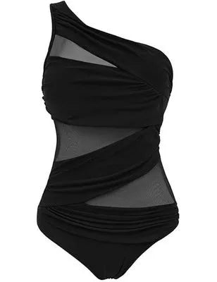 Women's plus size one-piece swimsuit with chest pad in solid colours