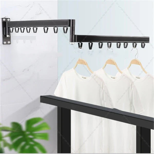Folding Clothes Drying Rack made of rust-resistant aluminum alloy, featuring a sturdy triangle frame and track system for secure drying