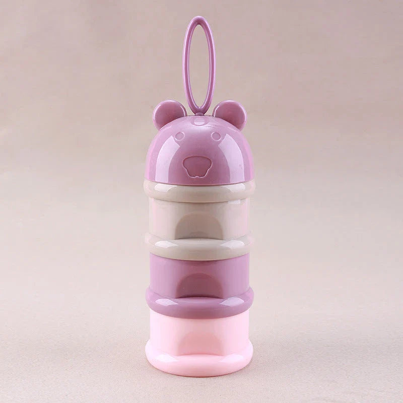 Compact 3-Tier Frog-Style Baby Food Storage Box with individual compartments for milk powder, snacks, and other essentials