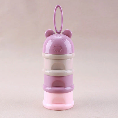 Compact 3-Tier Frog-Style Baby Food Storage Box with individual compartments for milk powder, snacks, and other essentials