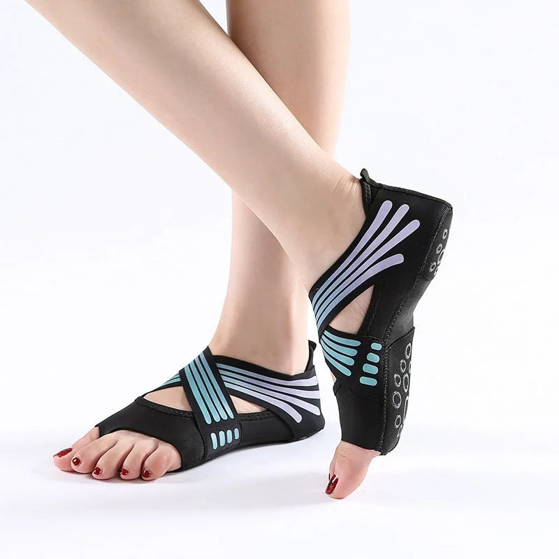 Professional Non-slip Gym Yoga Shoes in black, green, and rose red with anti-slip silicone sole