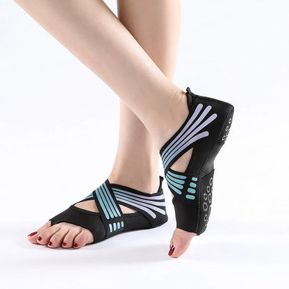 Professional Non-slip Gym Yoga Shoes in black, green, and rose red with anti-slip silicone sole