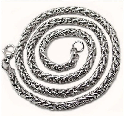 Titanium Steel Chain Necklace with Twisted Singapore Design in Silver