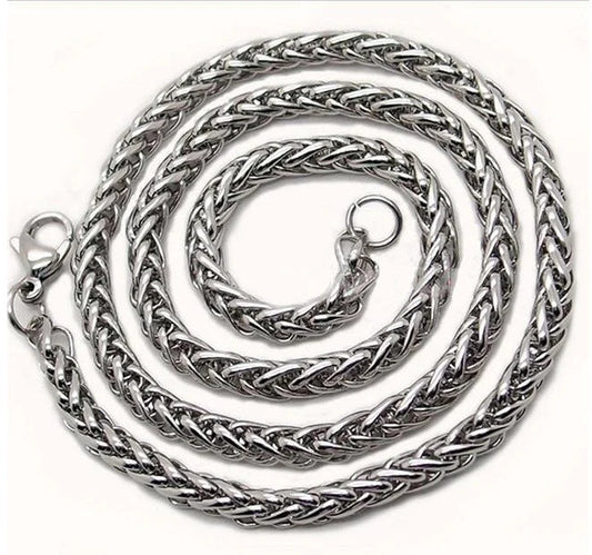 Titanium Steel Chain Necklace with Twisted Singapore Design in Silver