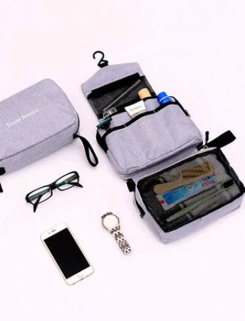 Versatile Travel Organizer: Portable Hanging Makeup Bag with Ample Storage Pockets for Essentials