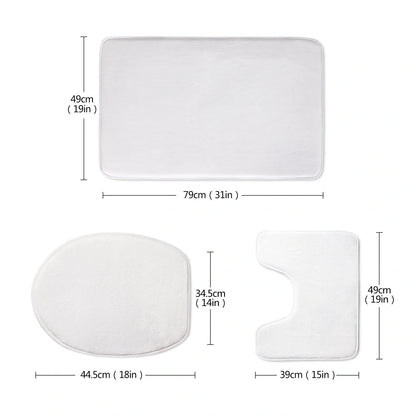 Custom 3D style bathroom set with flannel floor mats and toilet seat cover
