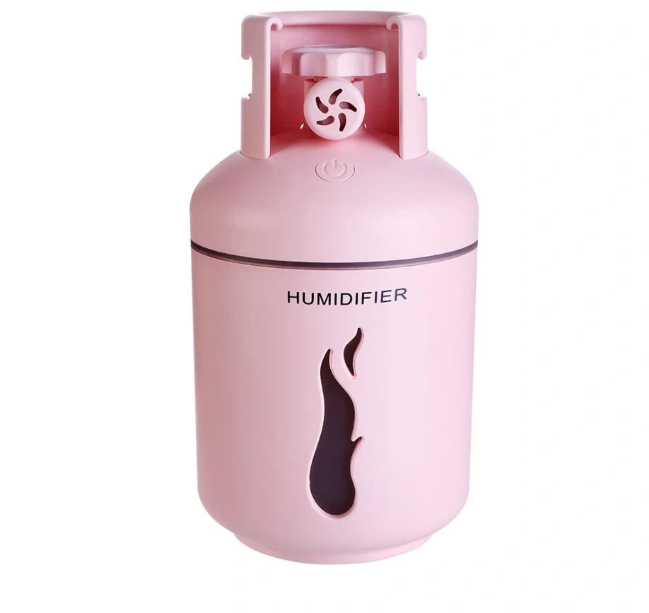 Multifunctional gas tank humidifier with USB connectivity in pink, blue, and white