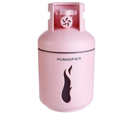 Multifunctional gas tank humidifier with USB connectivity in pink, blue, and white