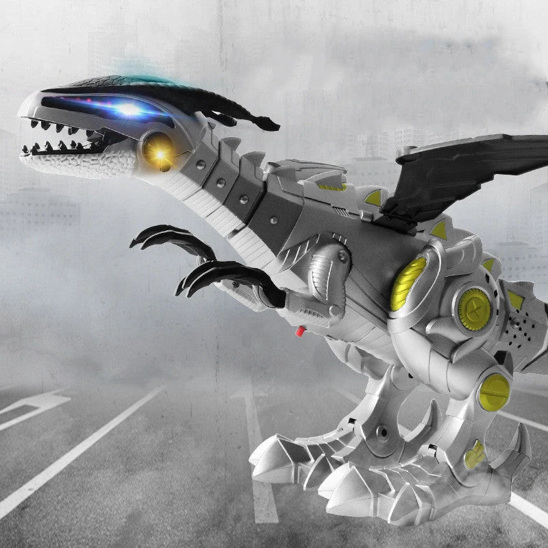 Roaming Robotic Dragon Toy with Lifelike Movement, Flashing Lights, Sounds, and Water Spray Effects