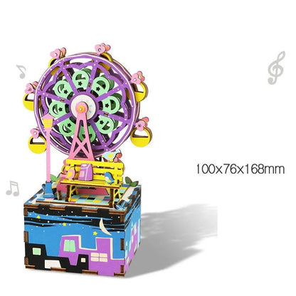 DIY 3D Kitty Ballet Wooden Puzzle and Music Box Toy, ready for assembly