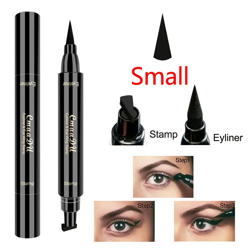 Double-headed wing seal eyeliner with carbon black formula for smudge-proof application