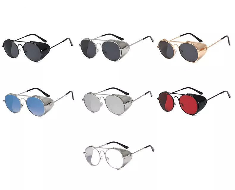Steampunk sunglasses with UV400 protection and vintage metal frames in various colours