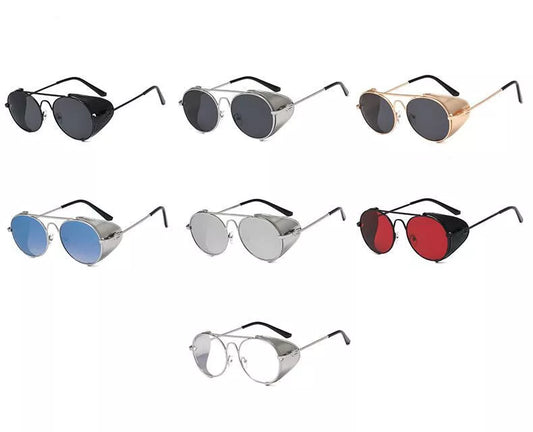 Steampunk sunglasses with UV400 protection and vintage metal frames in various colours