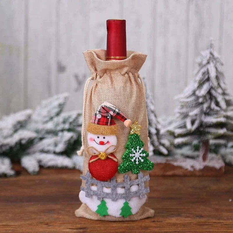 Festive Christmas wine bottle socks in vibrant colours, 14cm x 31cm