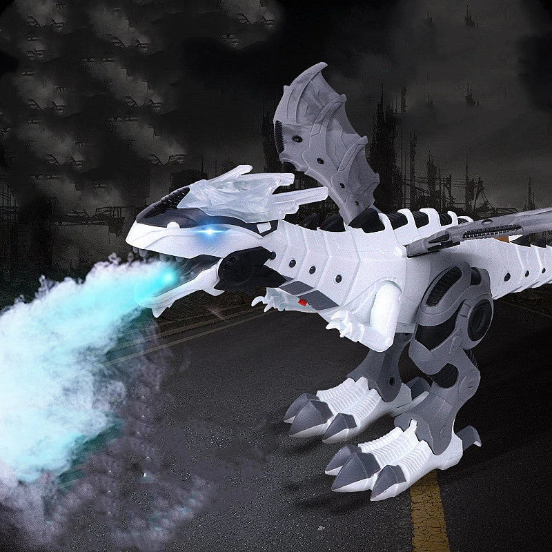 Roaming Robotic Dragon Toy with Lifelike Movement, Flashing Lights, Sounds, and Water Spray Effects
