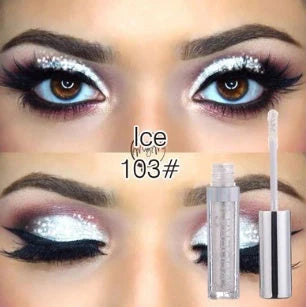 PHOERA Glitter & Glow Liquid Eyeshadow set showcasing 12 vibrant colours with 3D metallic effects