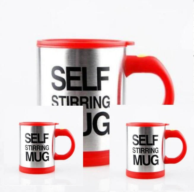 304 stainless steel self-stirring mug with magnetic mixer in various colours