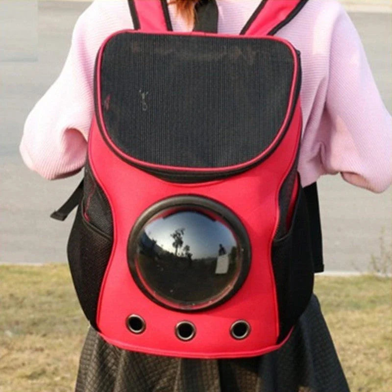 Stylish and spacious astronaut-inspired pet carrier backpack for taking cats and dogs on the go in the UK