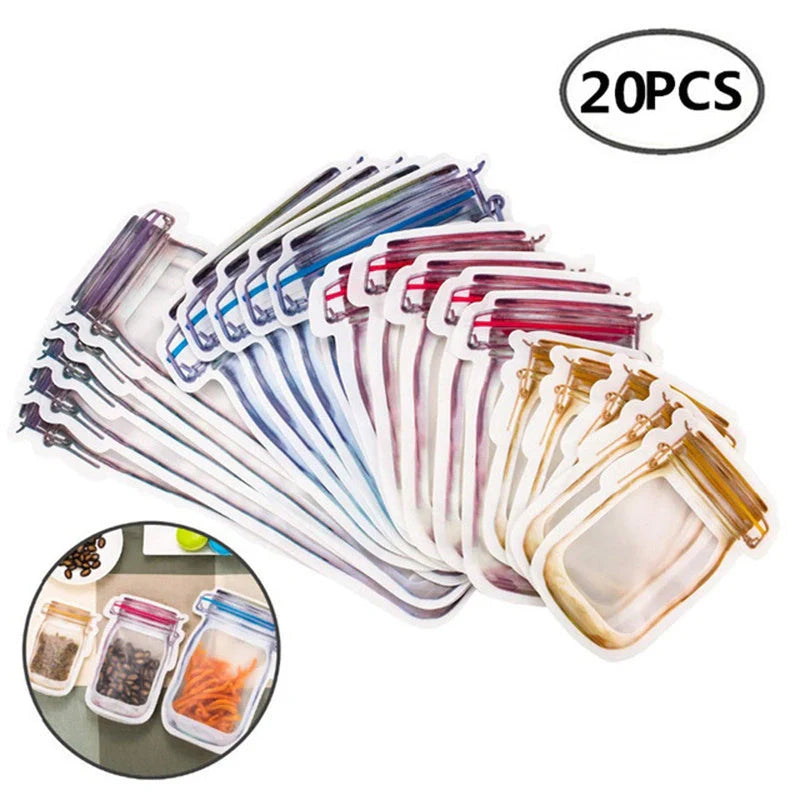 Reusable waterproof sealed snack storage bag with zipper, 1L capacity
