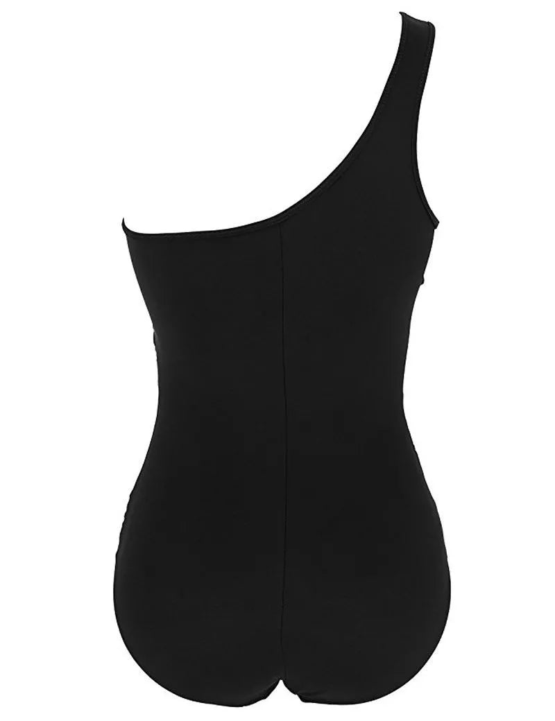Women's plus size one-piece swimsuit with chest pad in solid colours