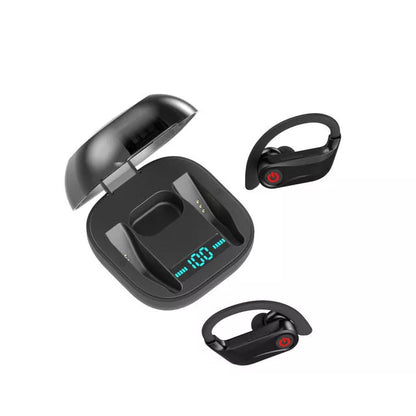 HBQ-Q62 5.0 TWS Wireless Bluetooth Headset in black with ear caps