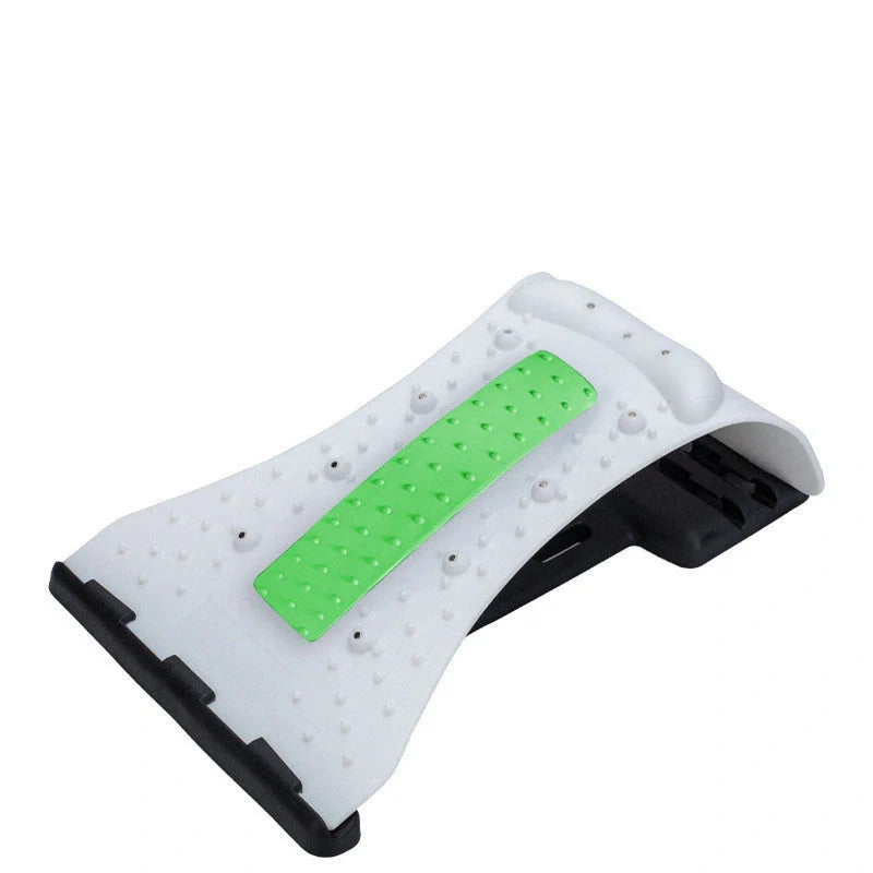 An arc-shaped acupuncture and magnetic therapy cervical spine stretcher with various colour options